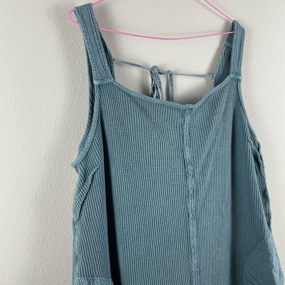 Boutique Mineral Wash Waffle Knit Open Back Jumpsuit - Picture 5 of 8